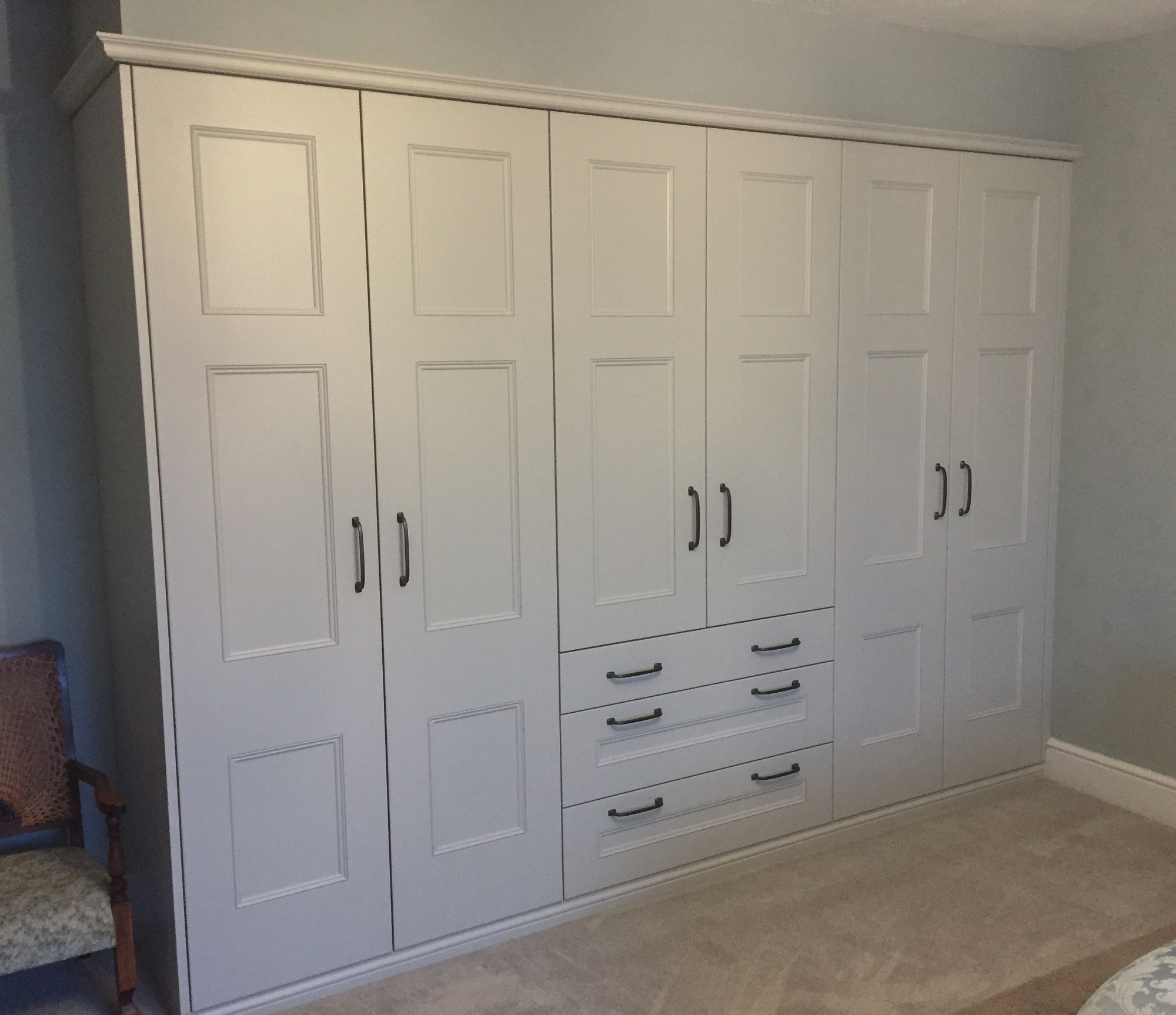 A Fitted wardrobe unit designed and built by us to the customers requirements